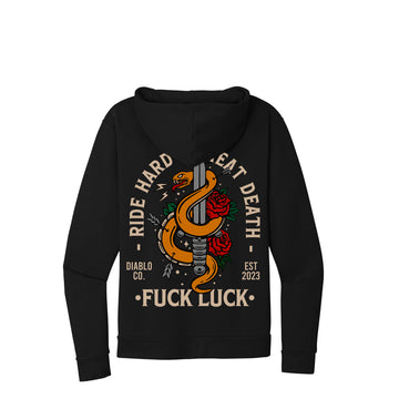 RIDE HARD CHEAT DEATH FUCK LUCK |  Zip Up Riding Hoodie